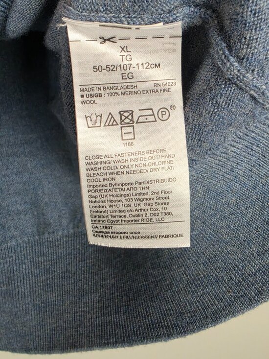 Banana Republic Men's Sweater Merino Wool Quarter Zip Blue Heathered Size XL - Picture 10 of 11